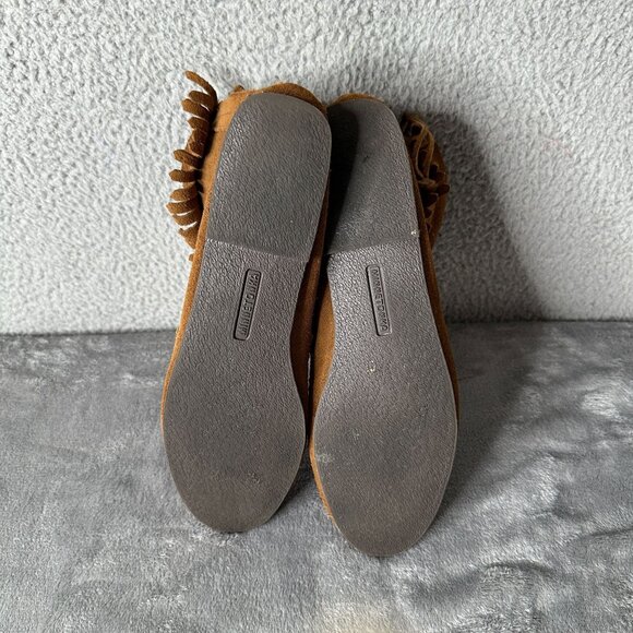 Minnetonka Women’s 283 Suede Fringe Moccasin Ankle Boots Size 10 Brown Boho - Picture 9 of 12